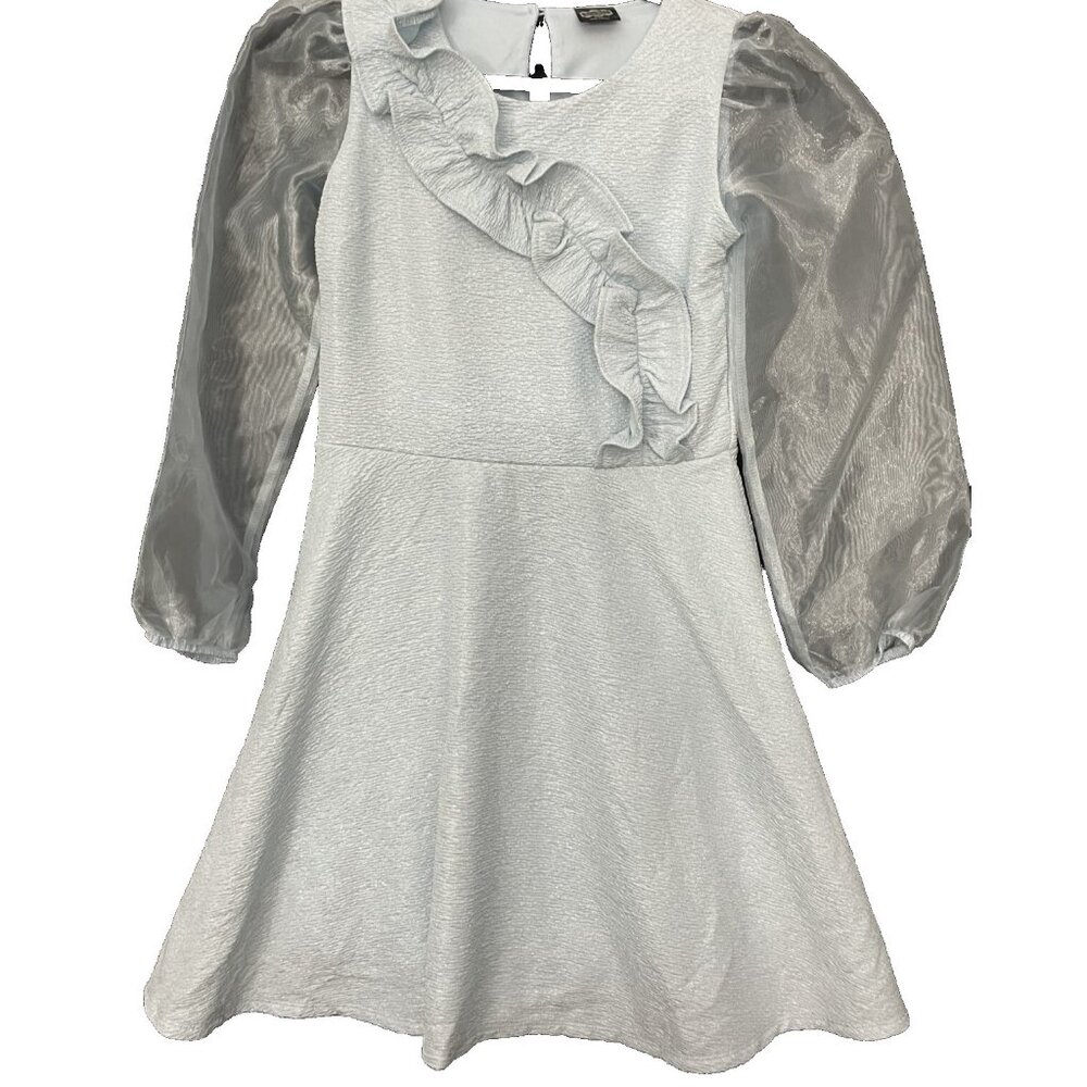 Beetlejuice Astrid Empire Waist Dress Sky Blue XL (14) Ruffle Organza Sleeves